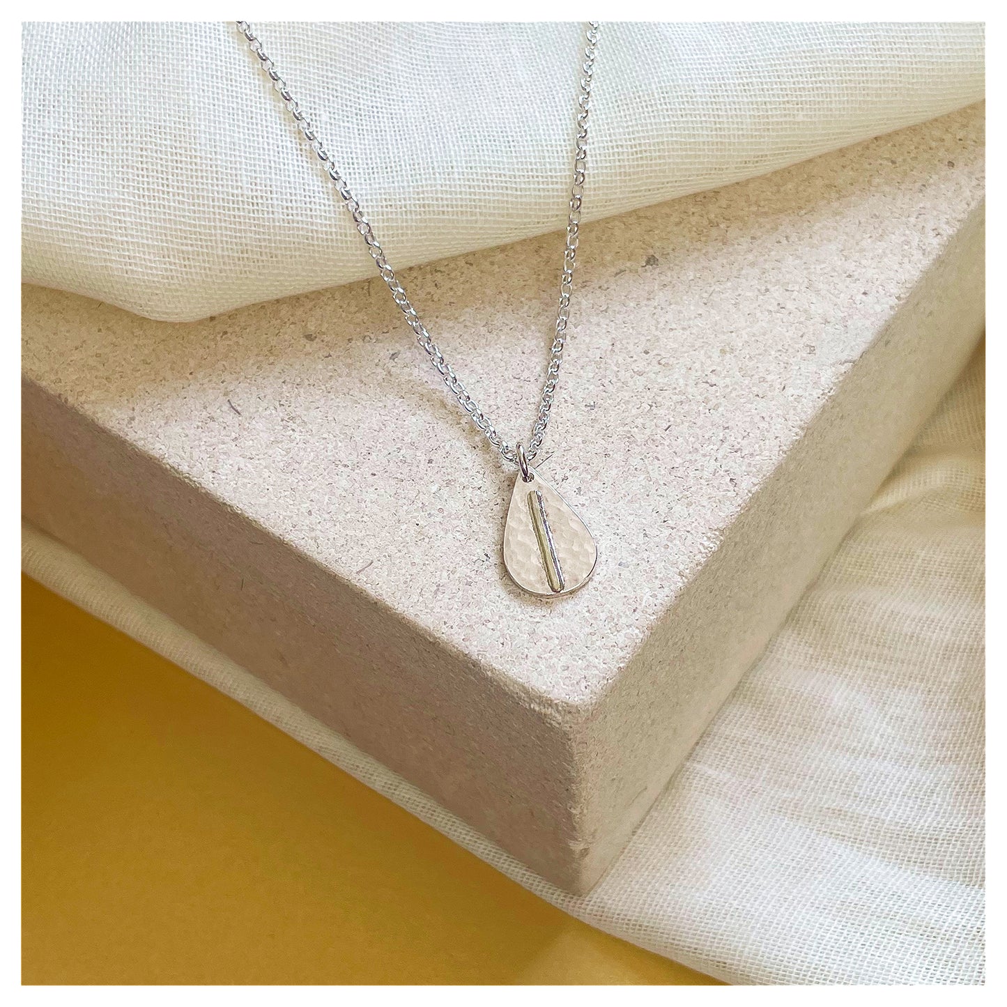 Sterling Silver and 9ct Yellow Gold Teardrop Pendant