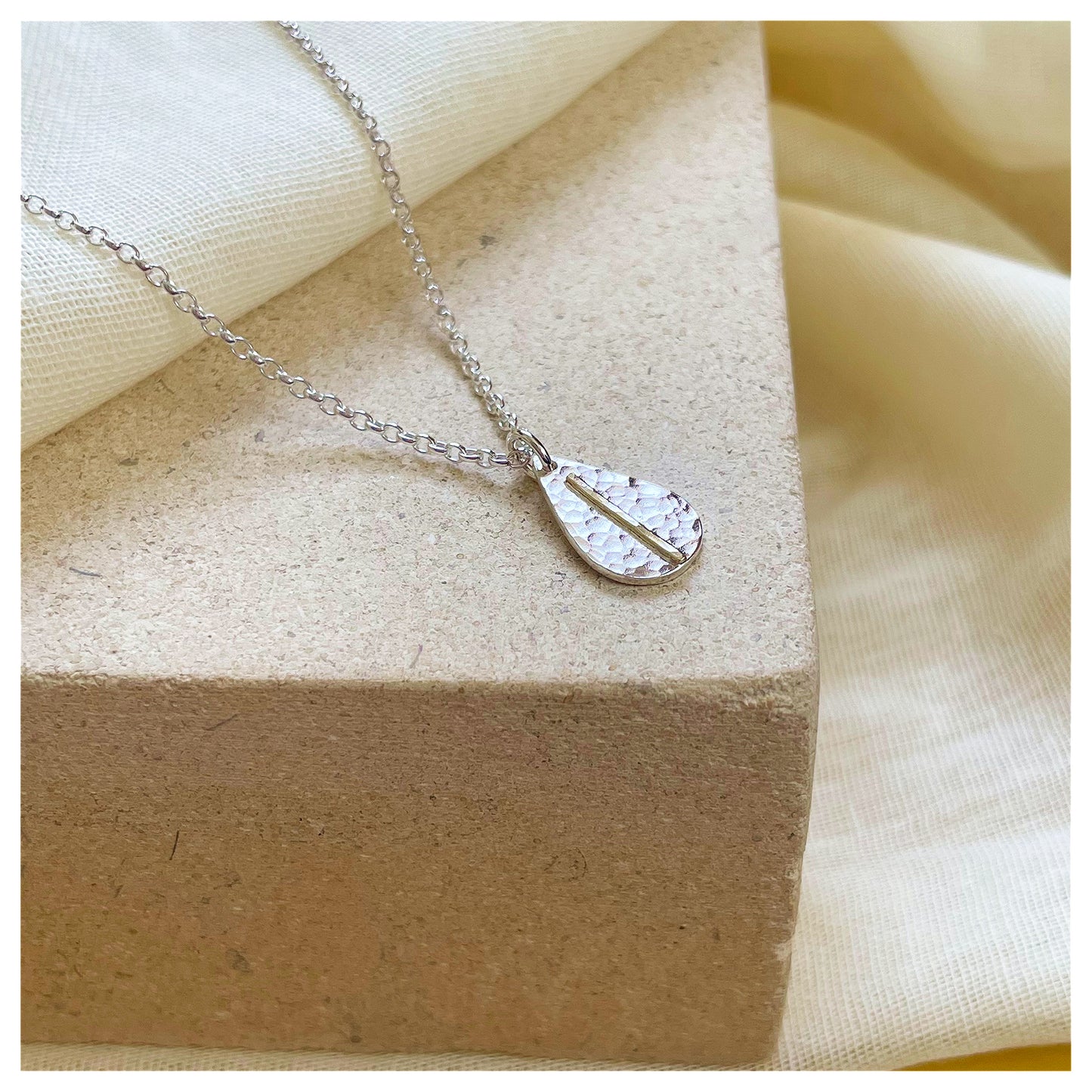 Sterling Silver and 9ct Yellow Gold Teardrop Pendant