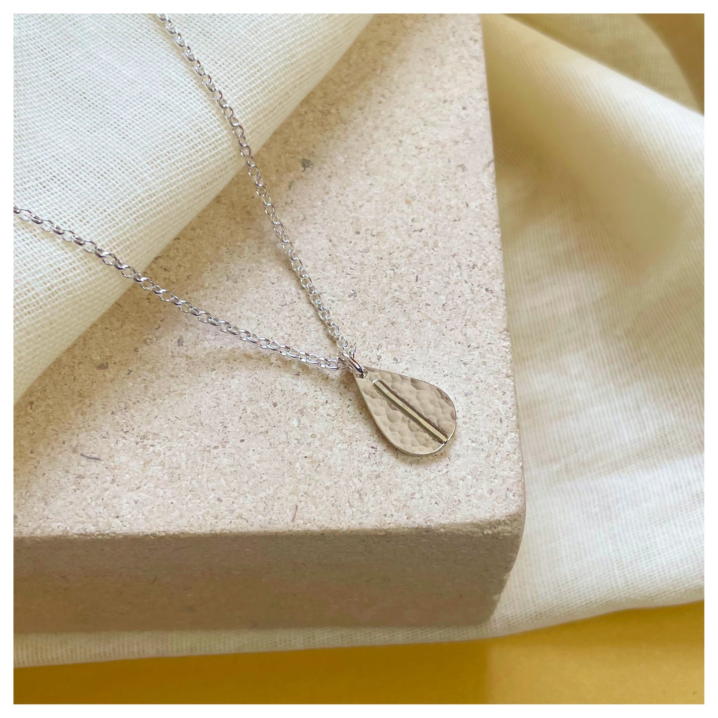 Sterling Silver and 9ct Yellow Gold Teardrop Pendant