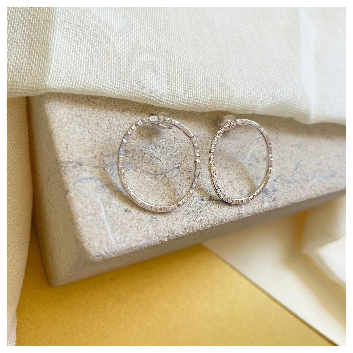 Sterling Silver Textured organic Pebble Stud earrings. (1)