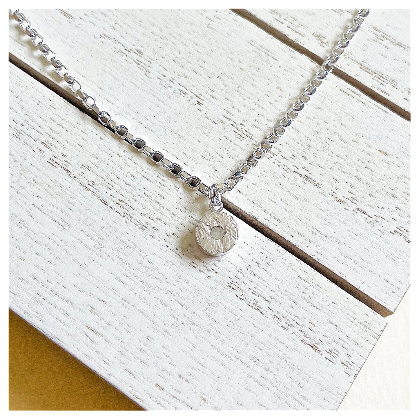 Handmade Sterling Silver Textured Mini Donut Pendant