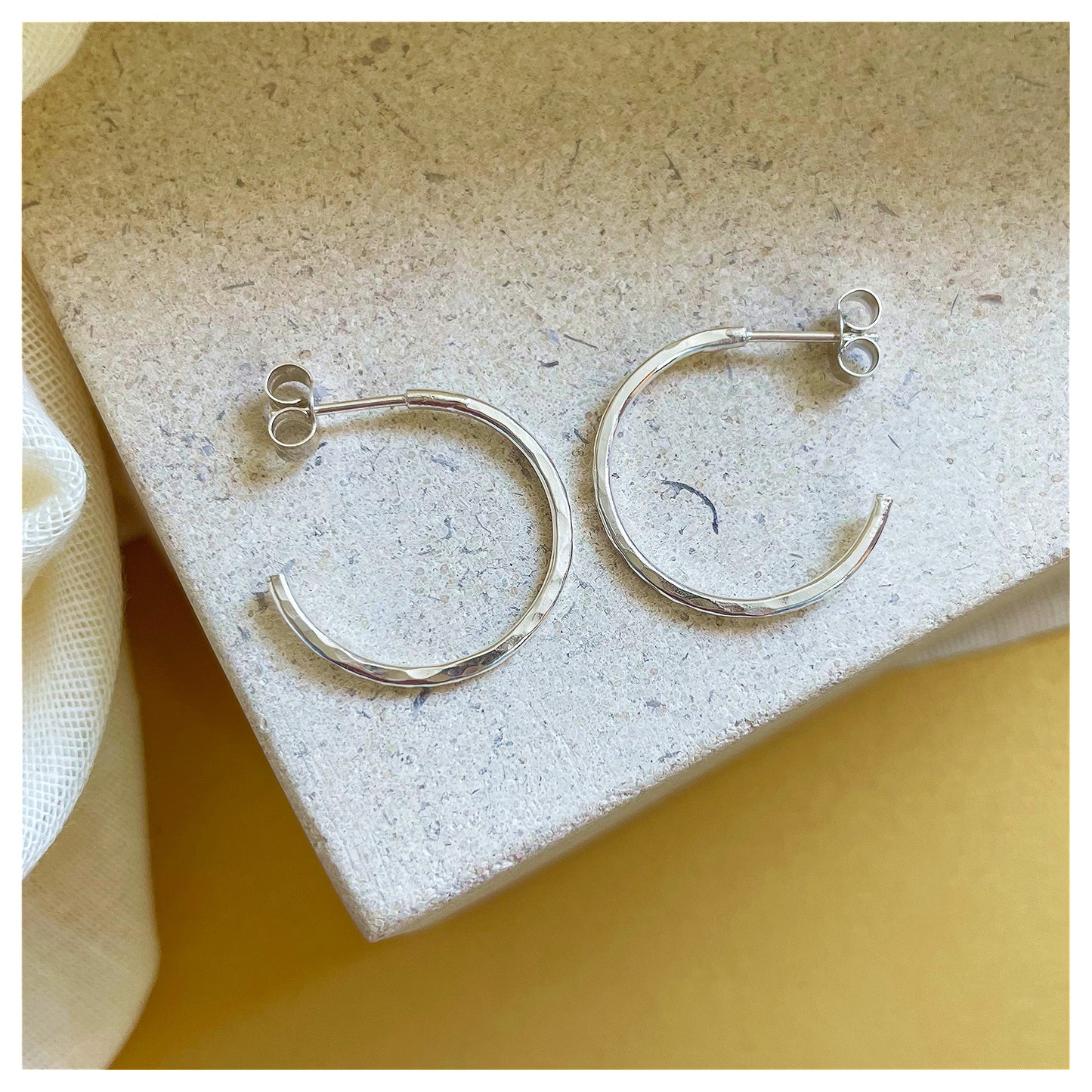 Sterling Silver Hammered Hoop Earrings