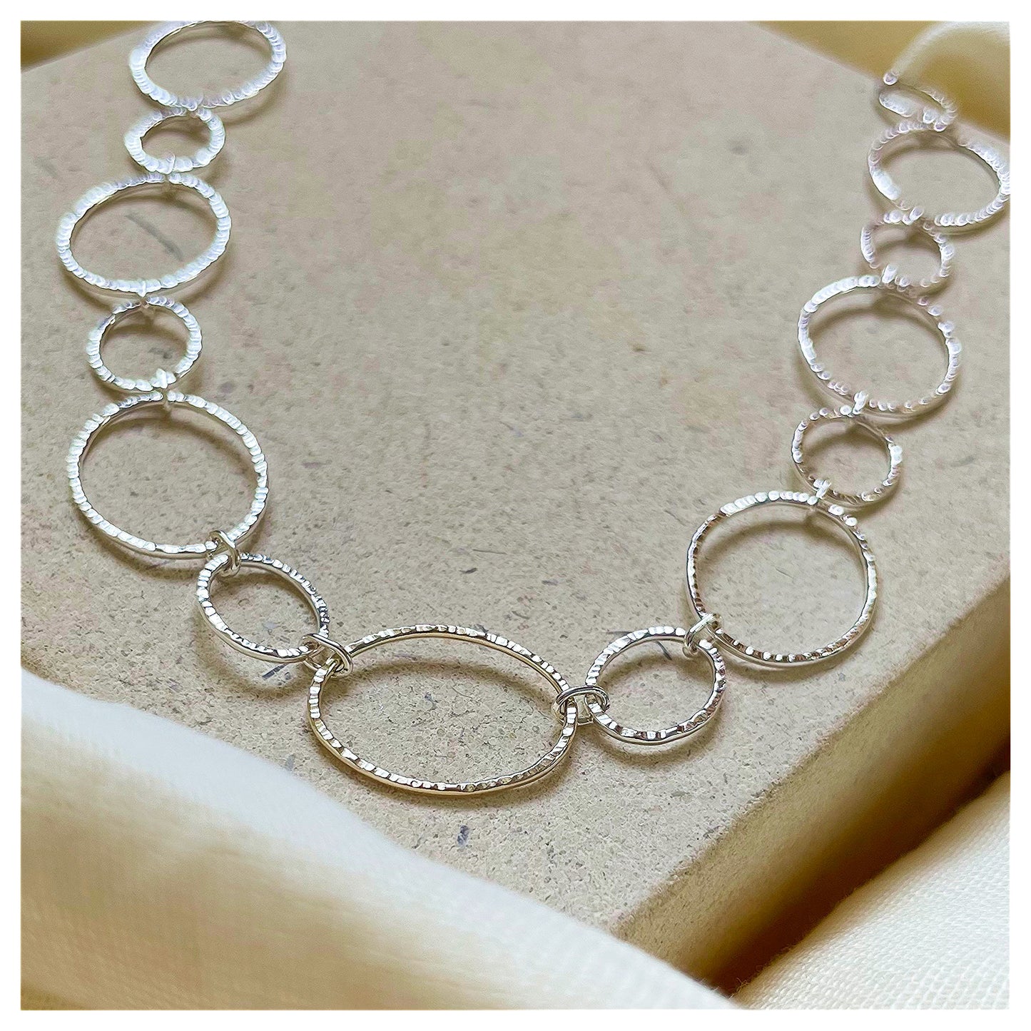 9ct Yellow Gold and Sterling Silver Oval Link Handmade Chain.