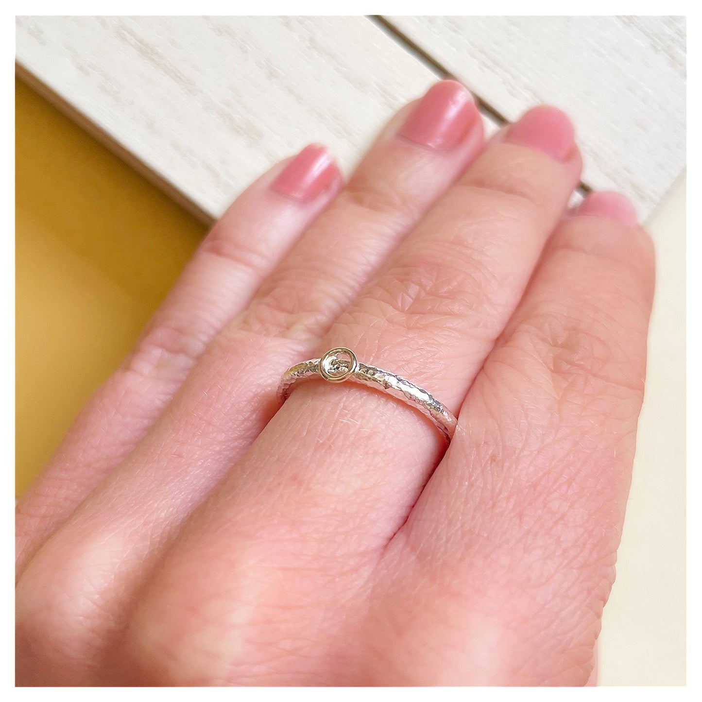 Sterling Silver Organic Ring With Mini 9ct Yellow Gold Halo.