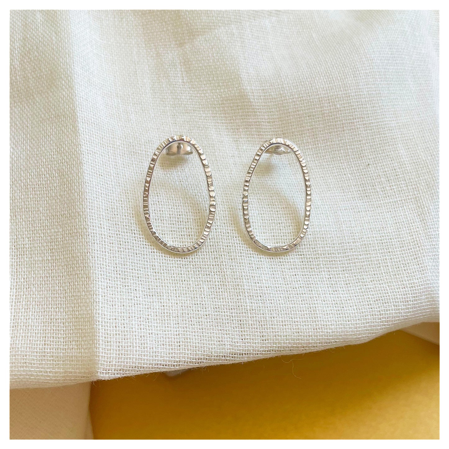 Sterling Silver Textured organic Pebble Stud earrings.