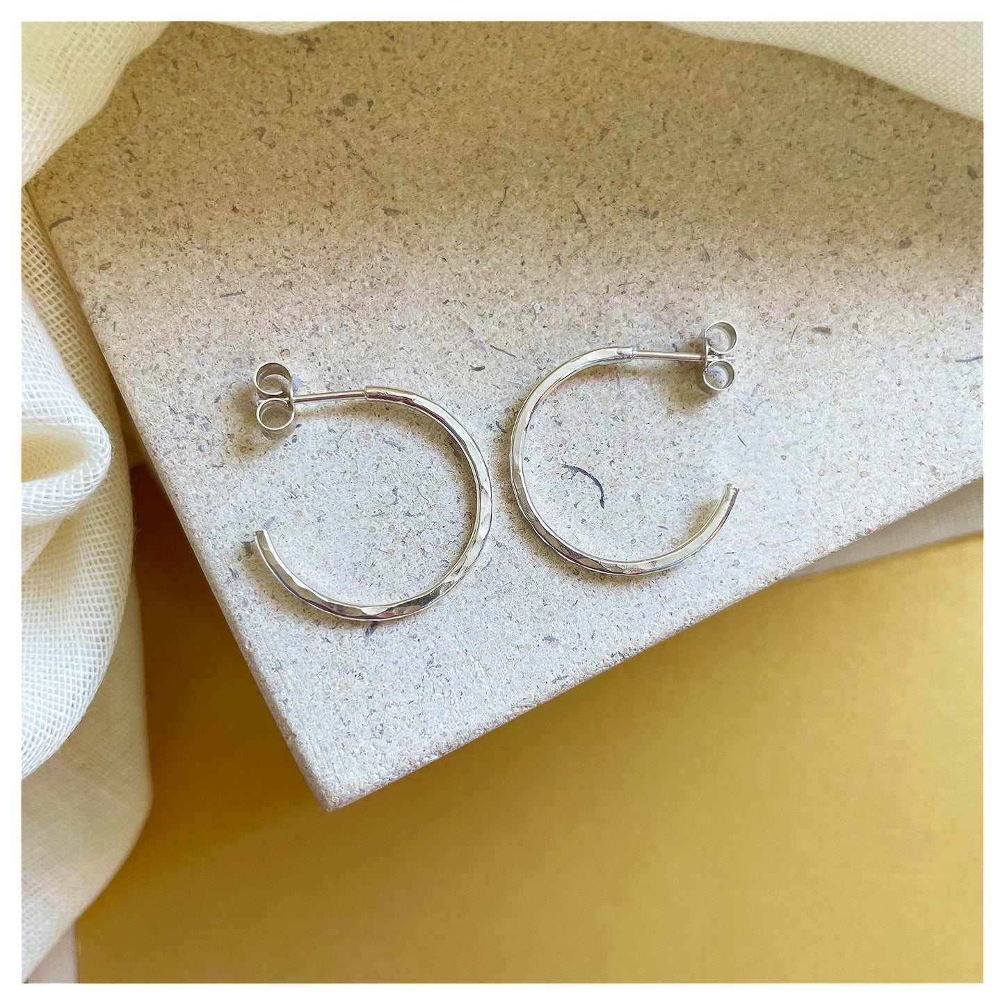 Sterling Silver Hammered Hoop Earrings