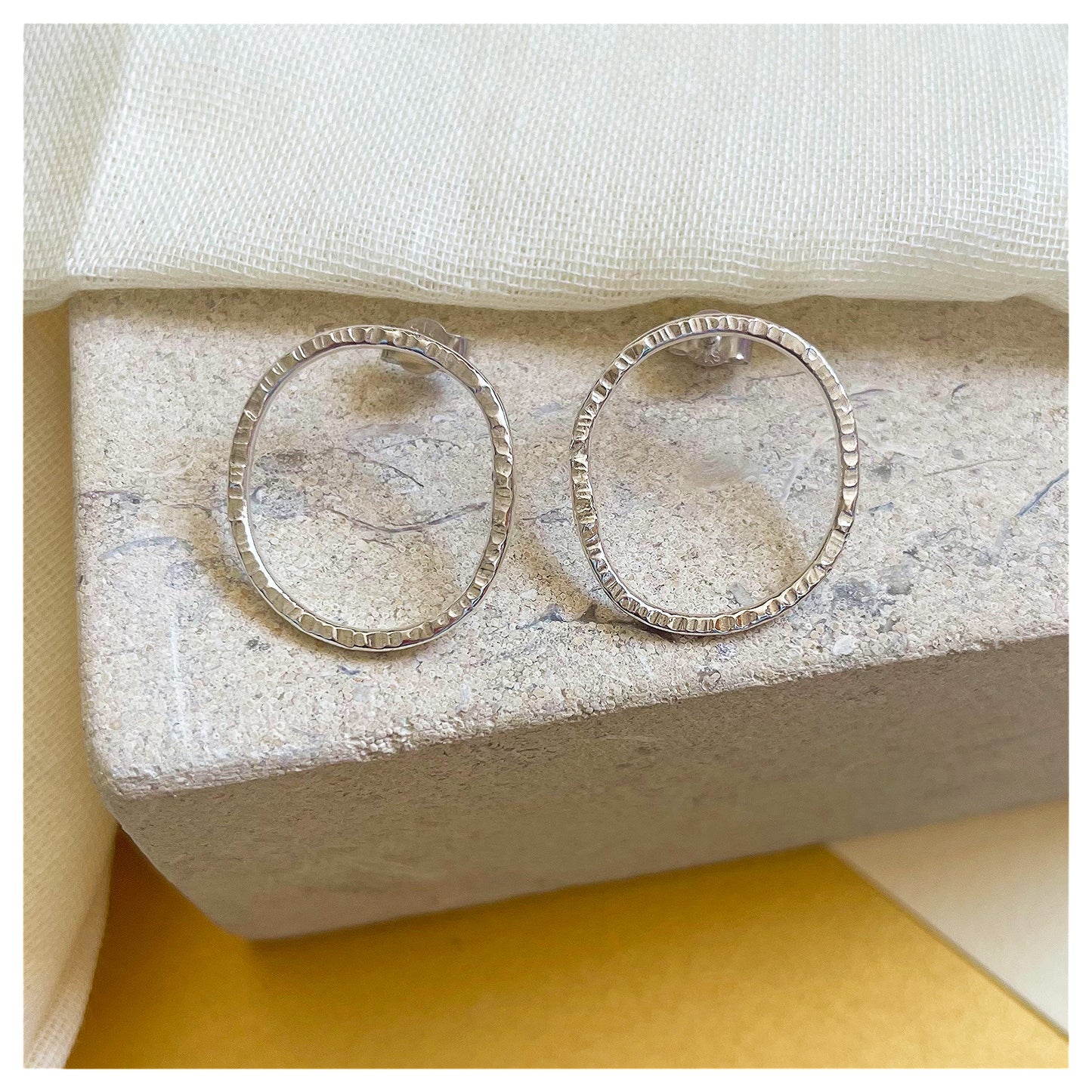 Sterling Silver Textured organic Pebble Stud earrings. (1)