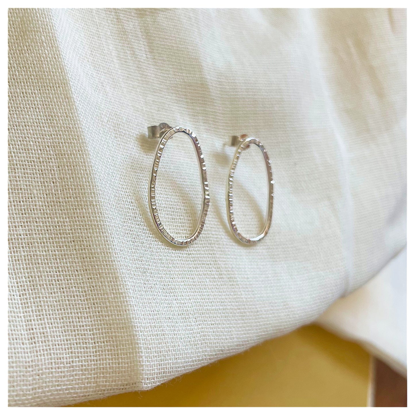 Sterling Silver Textured organic Pebble Stud earrings.