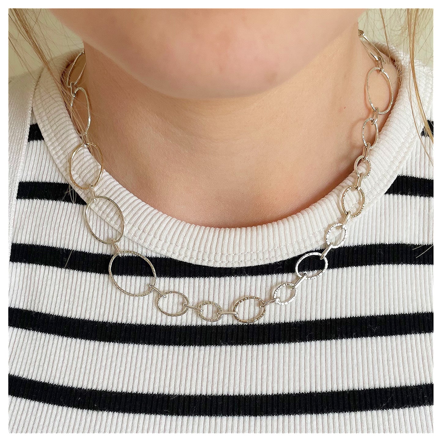 Sterling Silver and 9ct Yellow Gold Multi-Link Oval Chain
