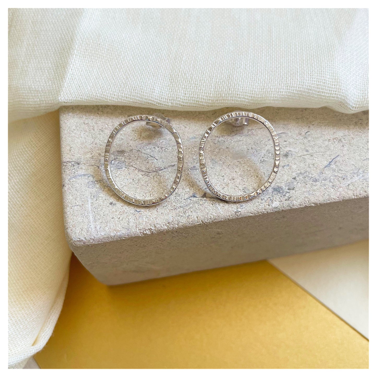 Sterling Silver Textured organic Pebble Stud earrings. (1)