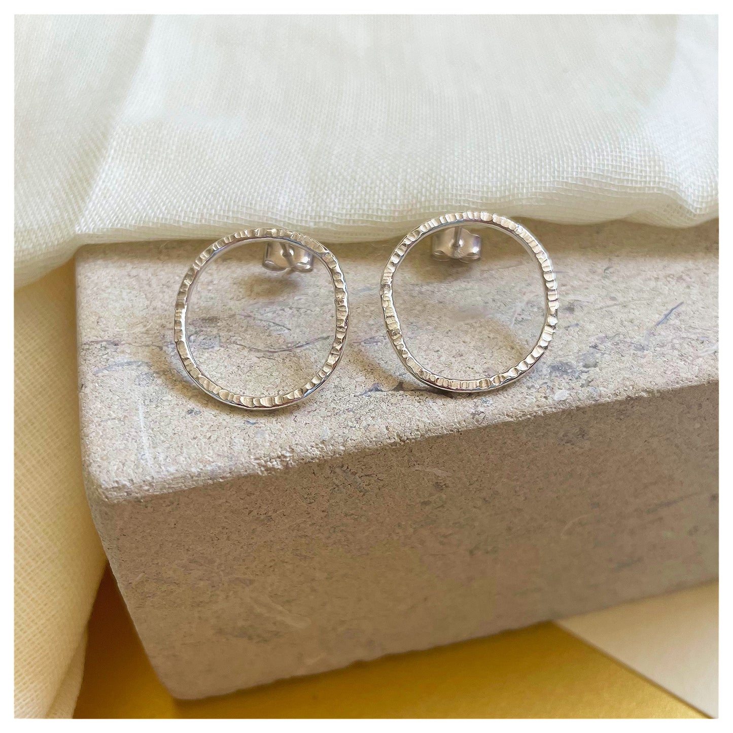 Sterling Silver Textured organic Pebble Stud earrings. (1)