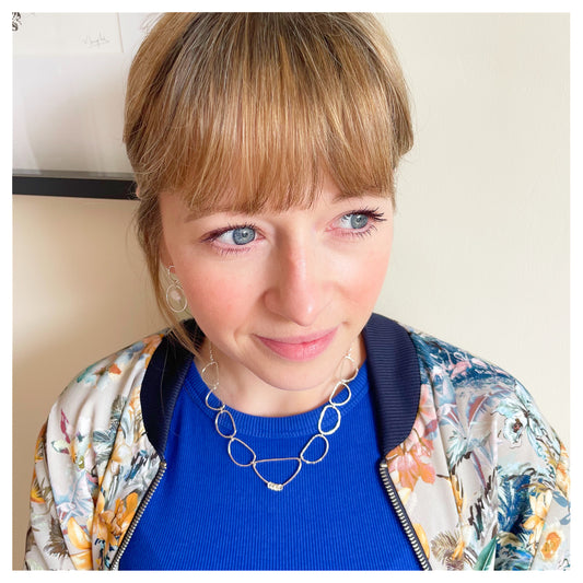 Sterling Silver Organic Link Chain Necklace with 9ct Yellow Gold Detail.