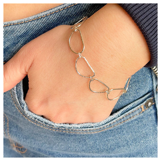 Sterling Silver Handmade Organic Link Bracelet.