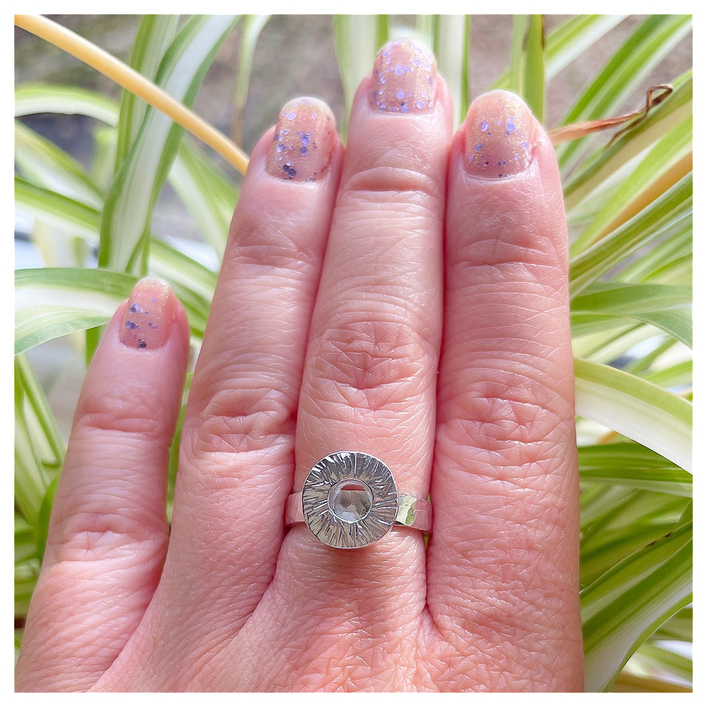 Sterling Silver Large Textured Donut Ring.