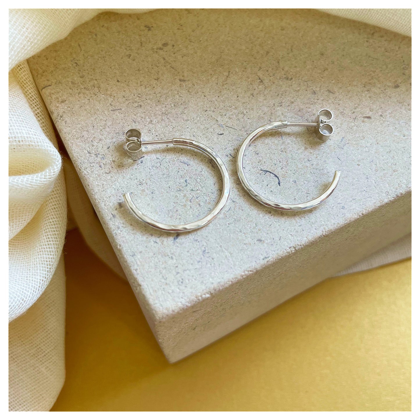Sterling Silver Hammered Hoop Earrings