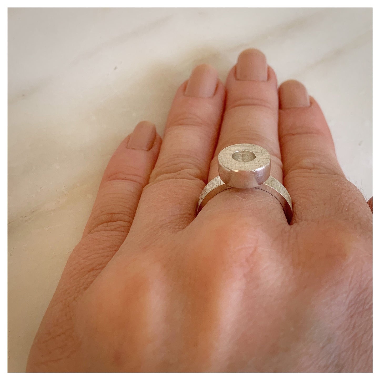 Sterling Silver Large Textured Donut Ring