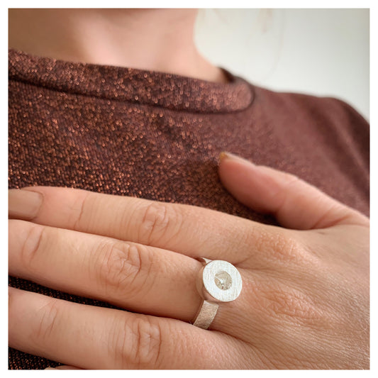 Sterling Silver Large Textured Donut Ring