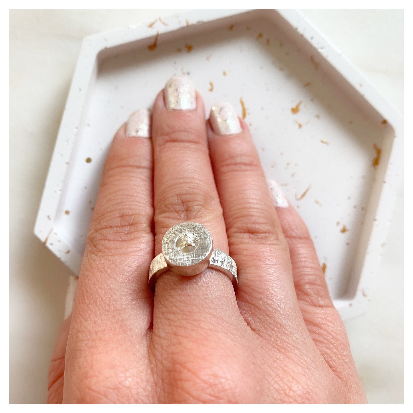 Sterling Silver Large Textured Donut Ring