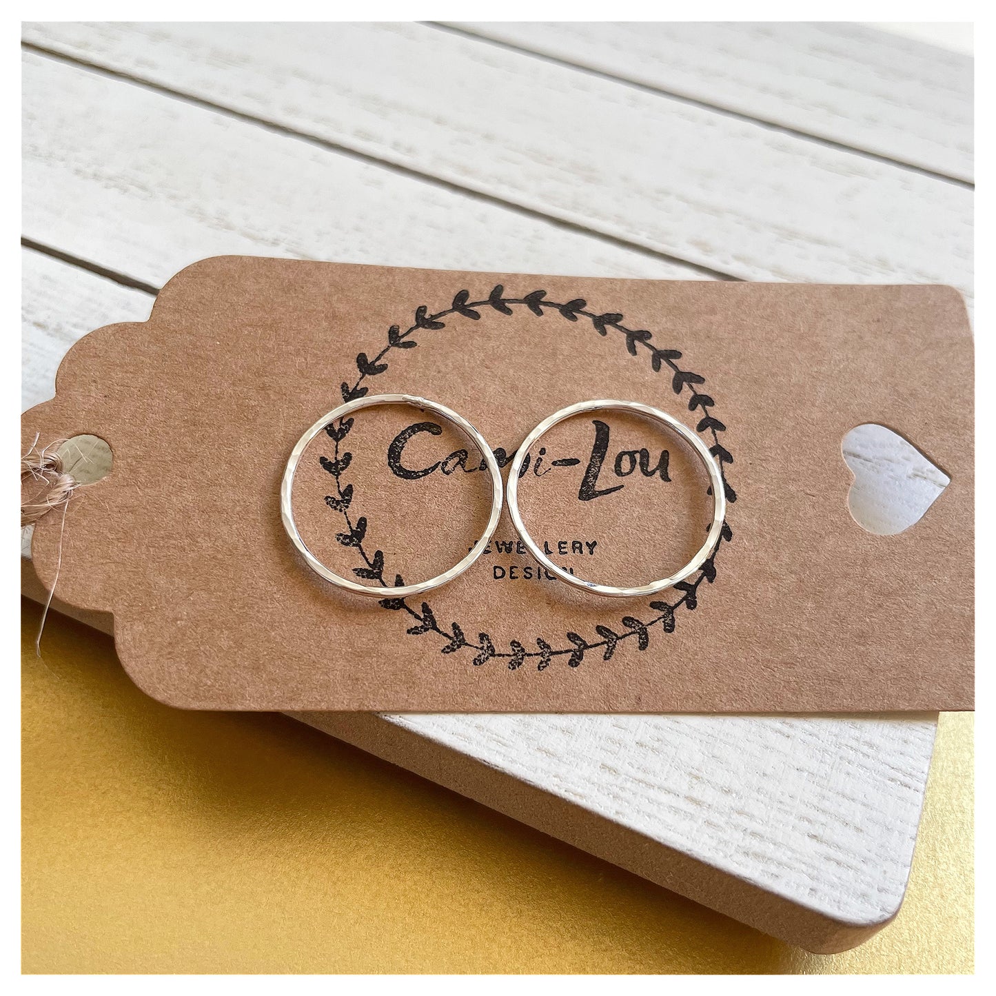Medium Sterling Silver Hammered Circular Stud Earrings.