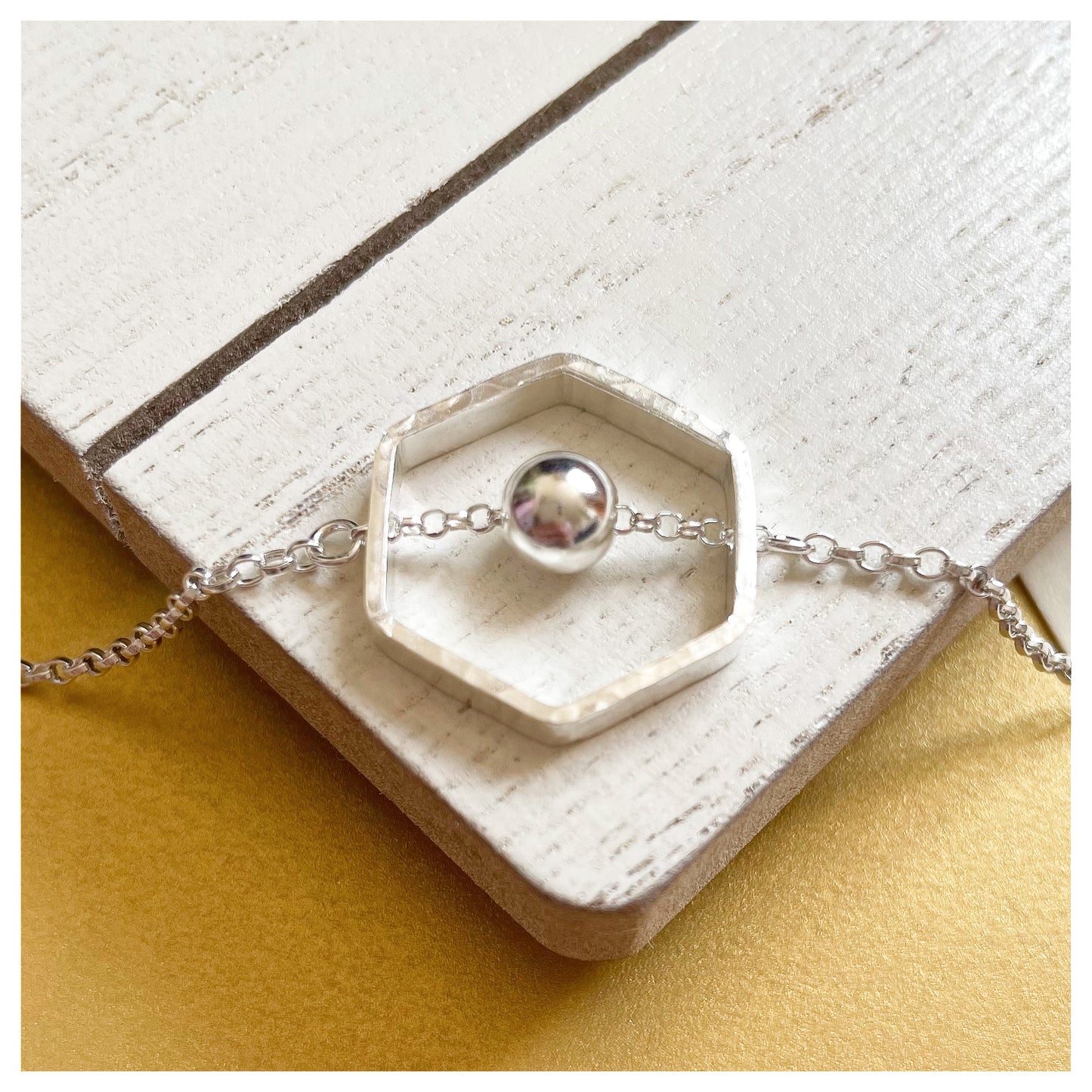 Sterling Silver Hexagonal Bracelet with Bead