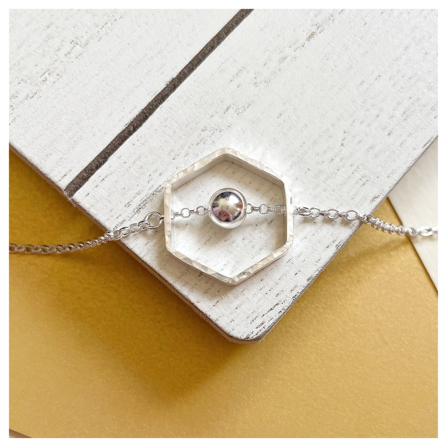 Sterling Silver Hexagonal Bracelet with Bead
