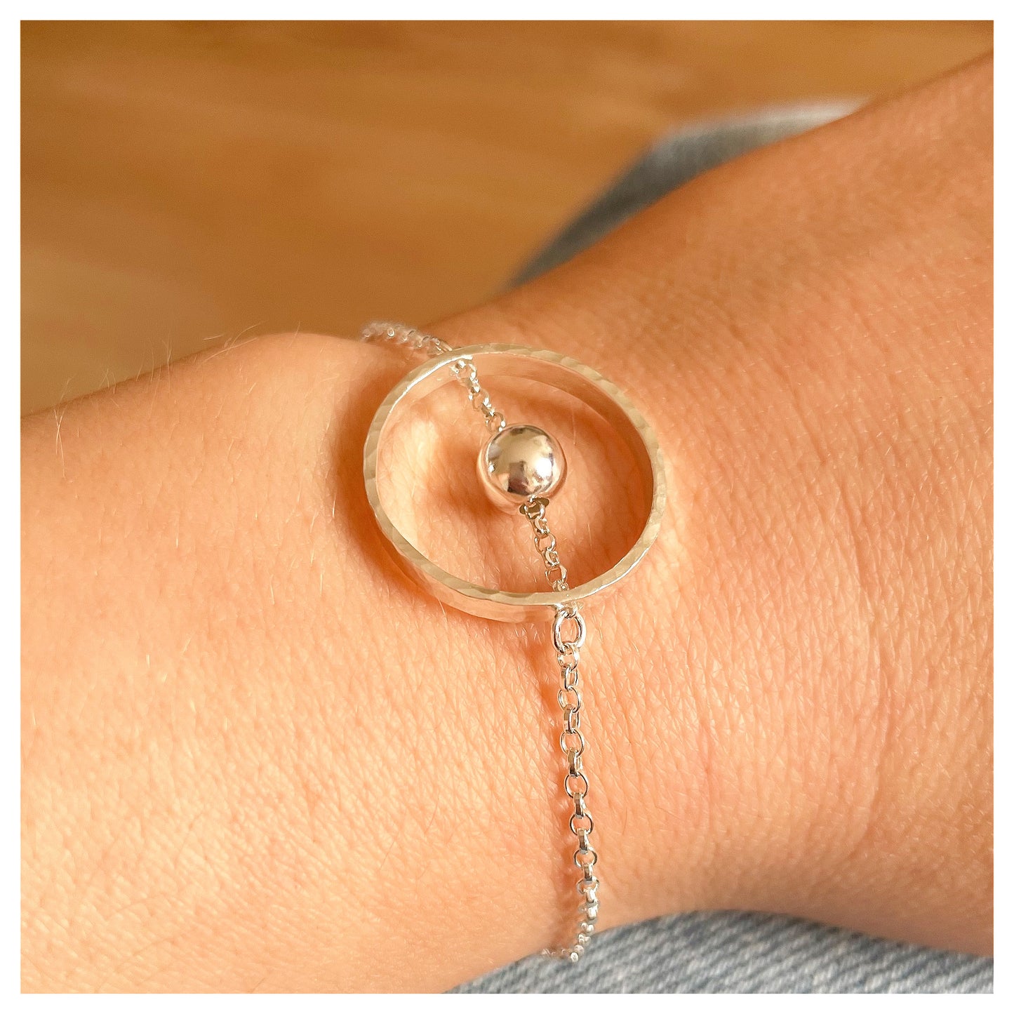 Sterling Silver Circular Bracelet with Bead