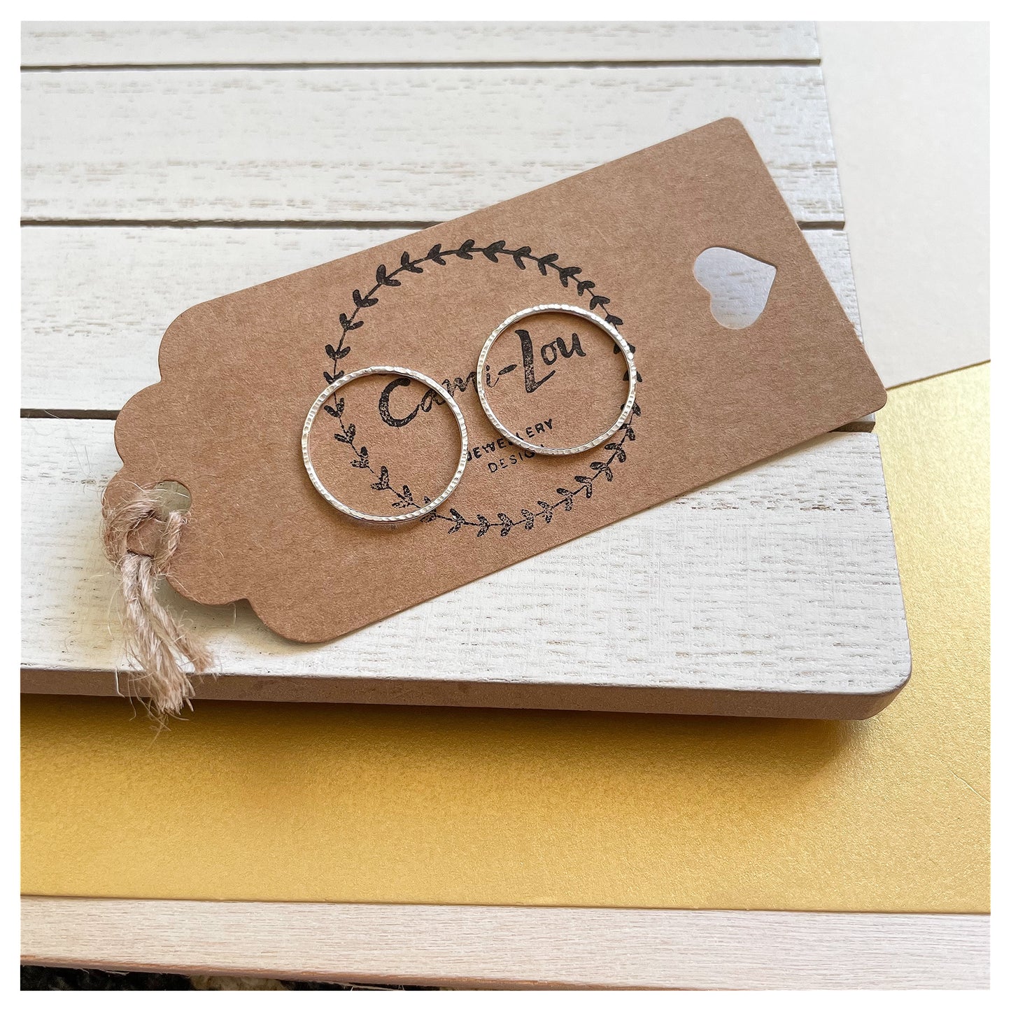 Medium Sterling Silver textured Circular Stud Earrings.