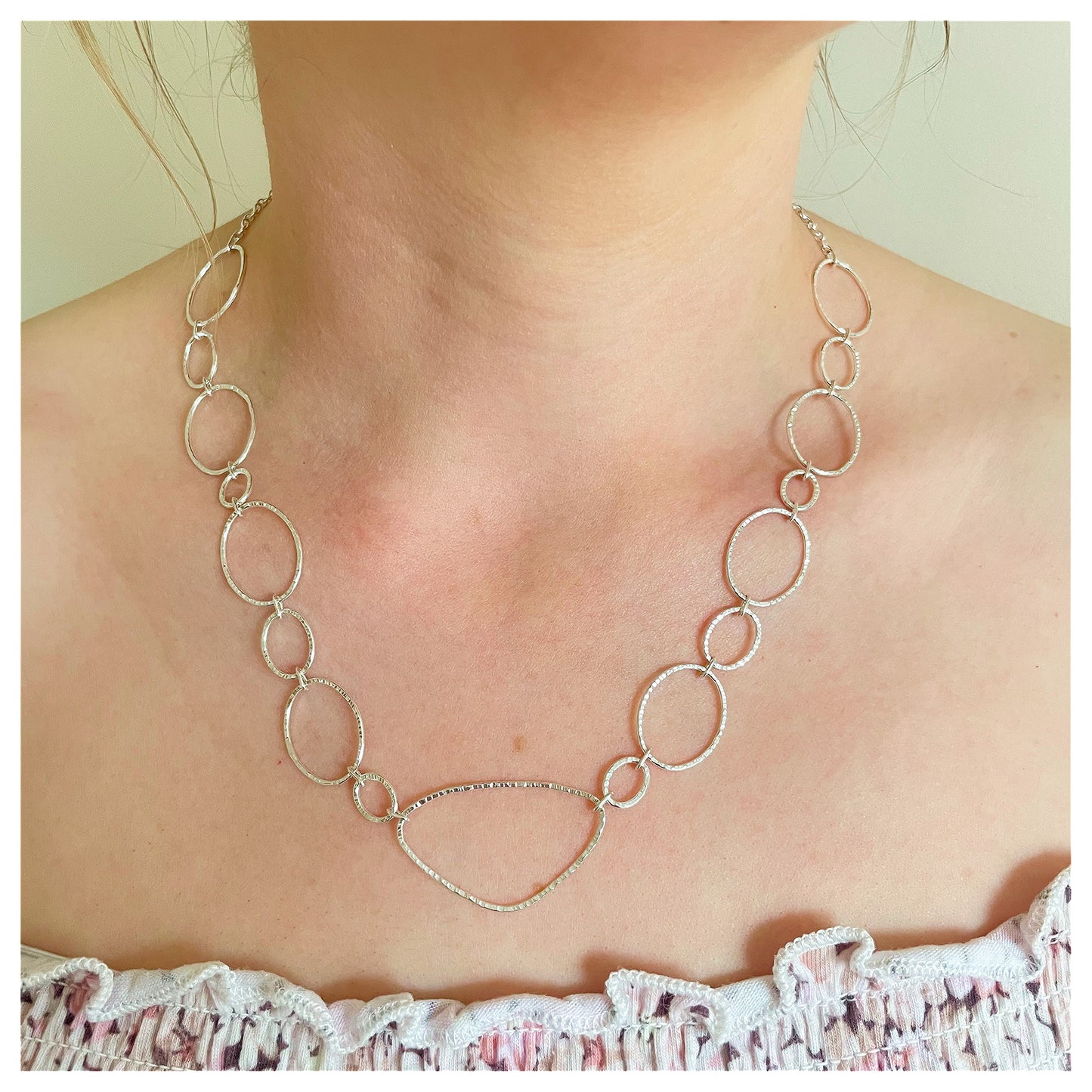 Sterling Silver Organic and Oval Link Chain Necklace