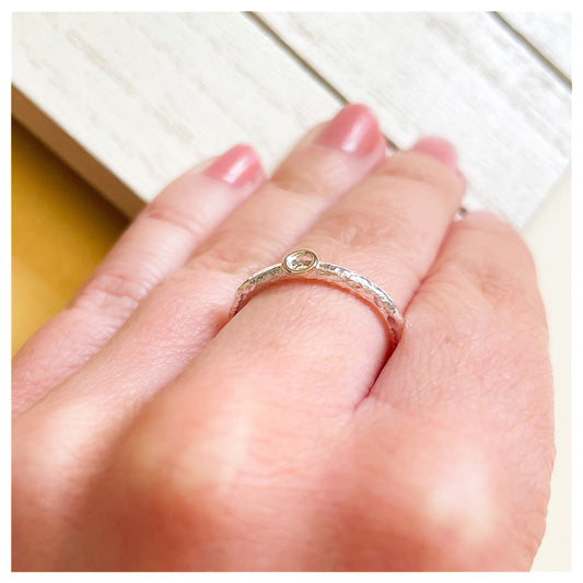 Sterling Silver Organic Ring With Mini 9ct Yellow Gold Halo.
