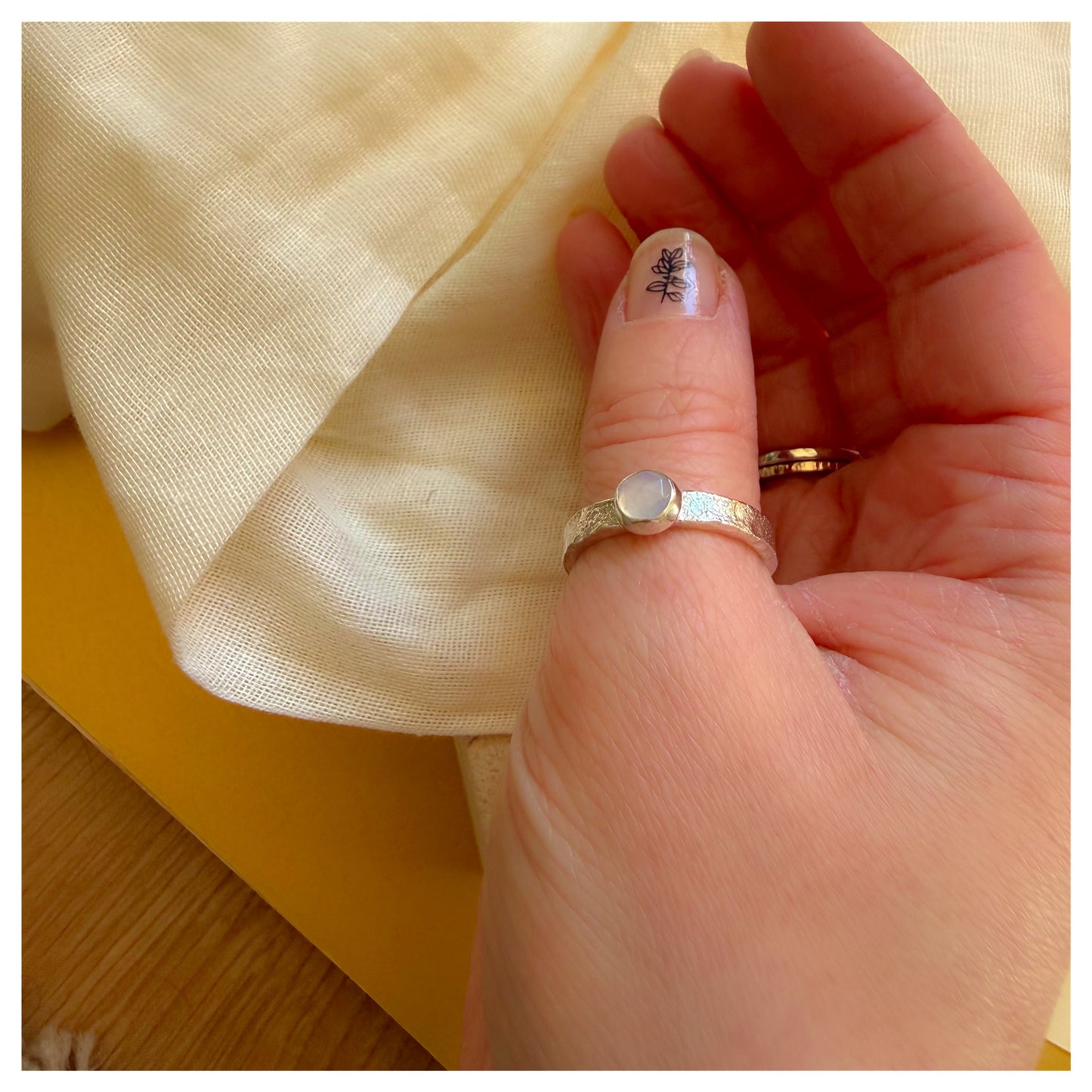Sterling Silver and Chalcedony Organic Textured Ring