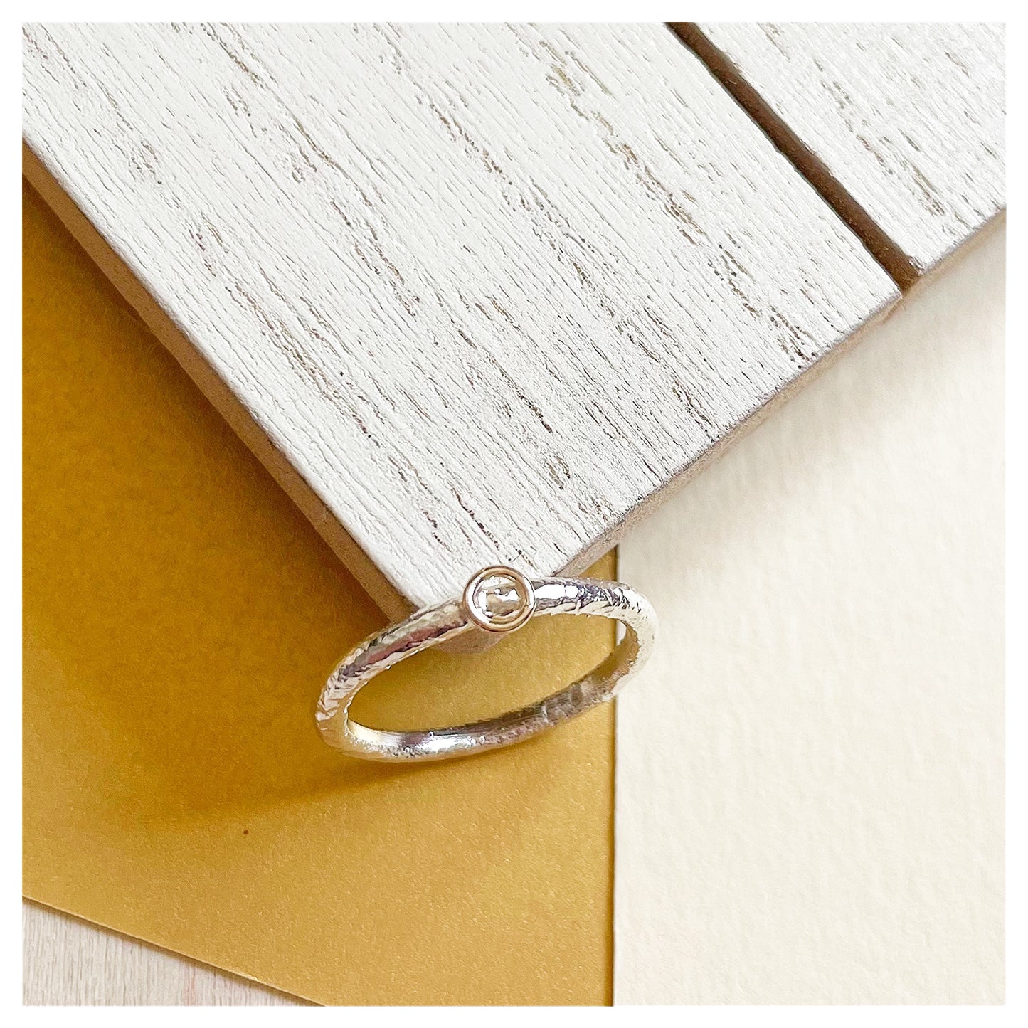 Sterling Silver Organic Ring With Mini 9ct Yellow Gold Halo.