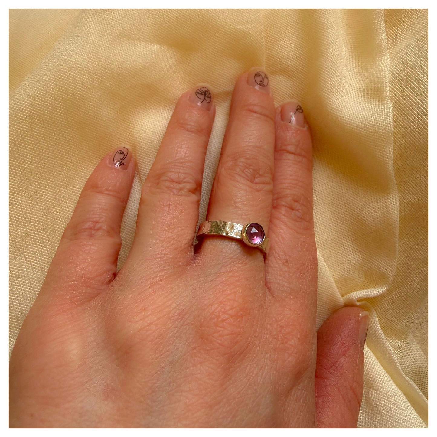 Sterling Silver and Amethyst Organic Textured Ring