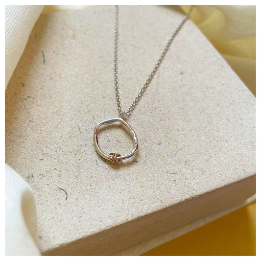 Sterling Silver and 9ct Yellow Detail Organic Pebble Necklace