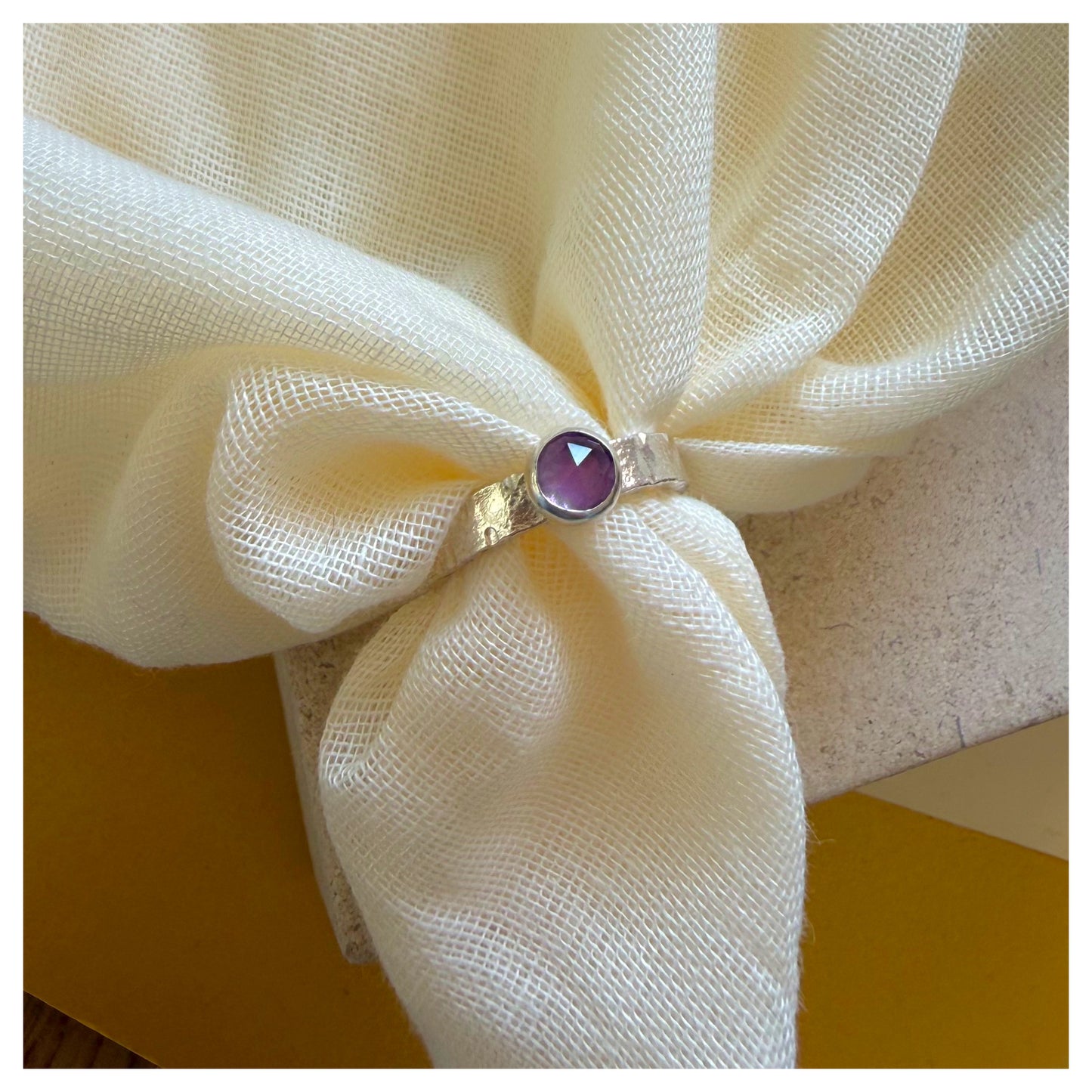 Sterling Silver and Amethyst Organic Textured Ring
