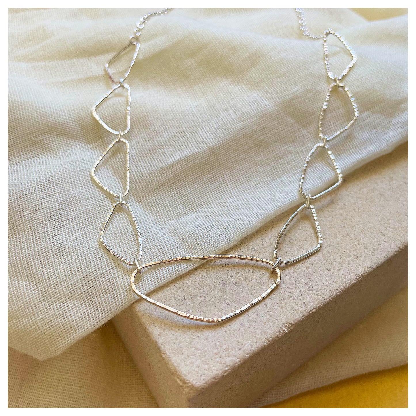 9ct Yellow Gold and Silver Organic Link Chain Necklace