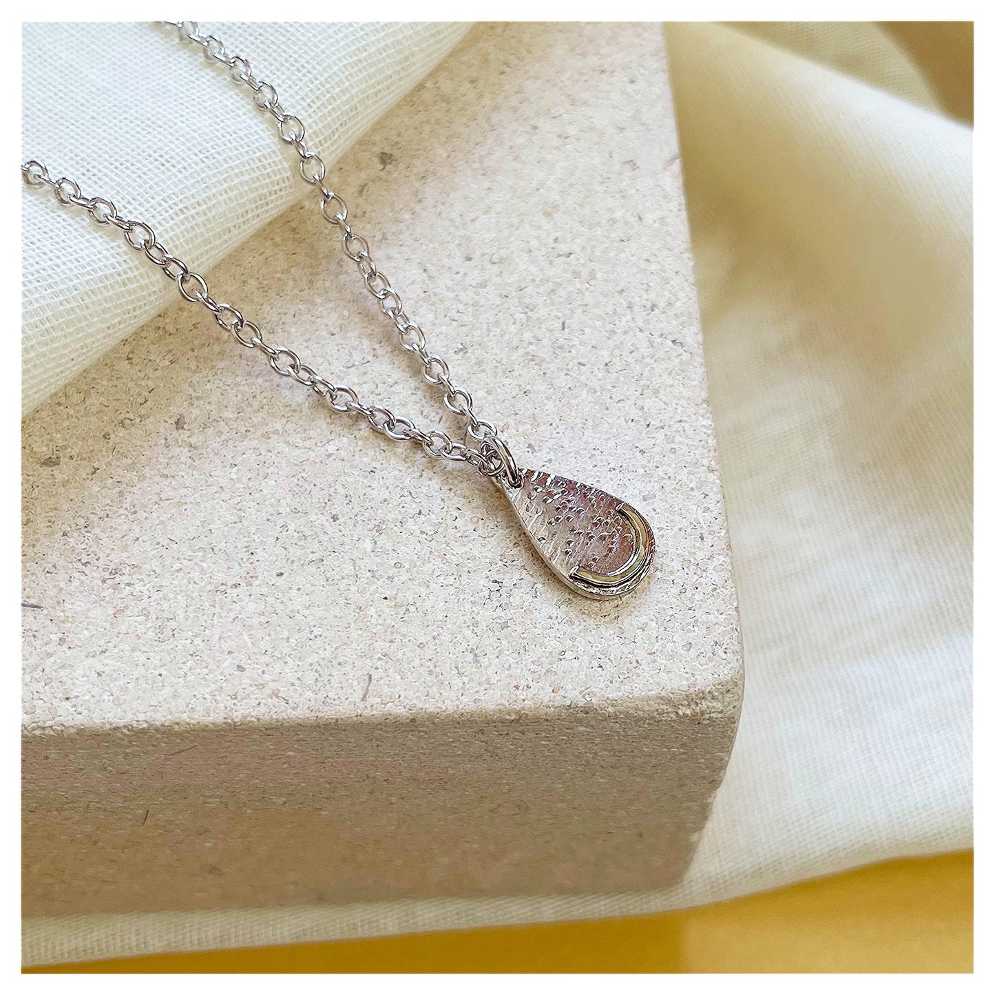 Sterling Silver and 9ct Yellow Gold Teardrop Pendant