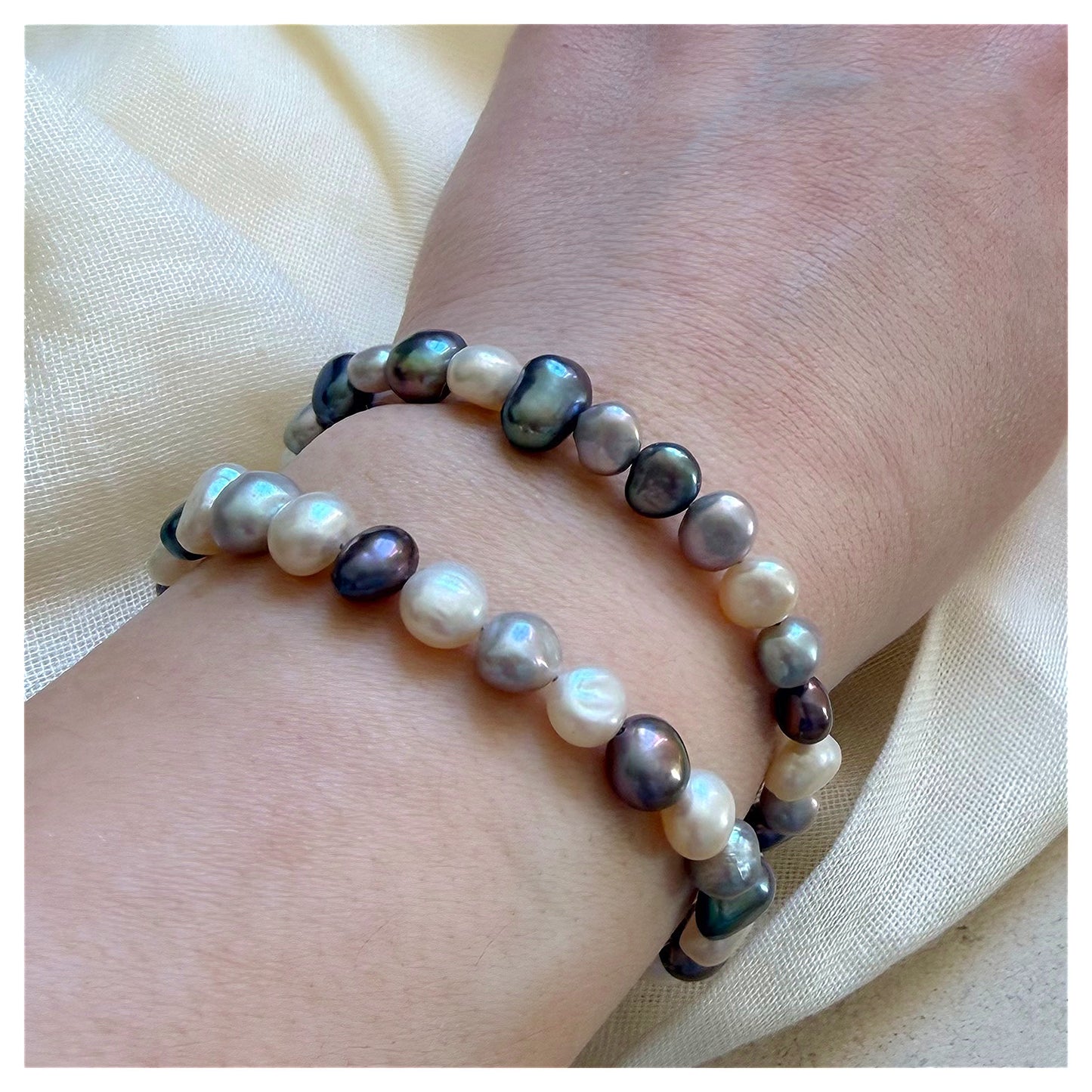 Sterling Silver Blue Tone Freshwater Pearl Bracelet