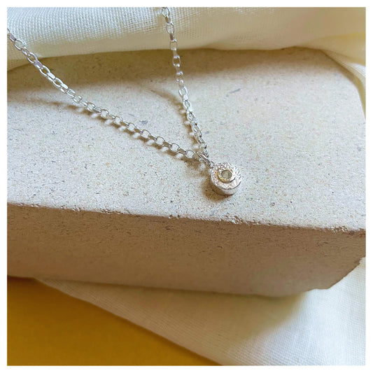 Sterling Silver and 9ct Yellow Gold Halo Textured Mini Donut Pendant.