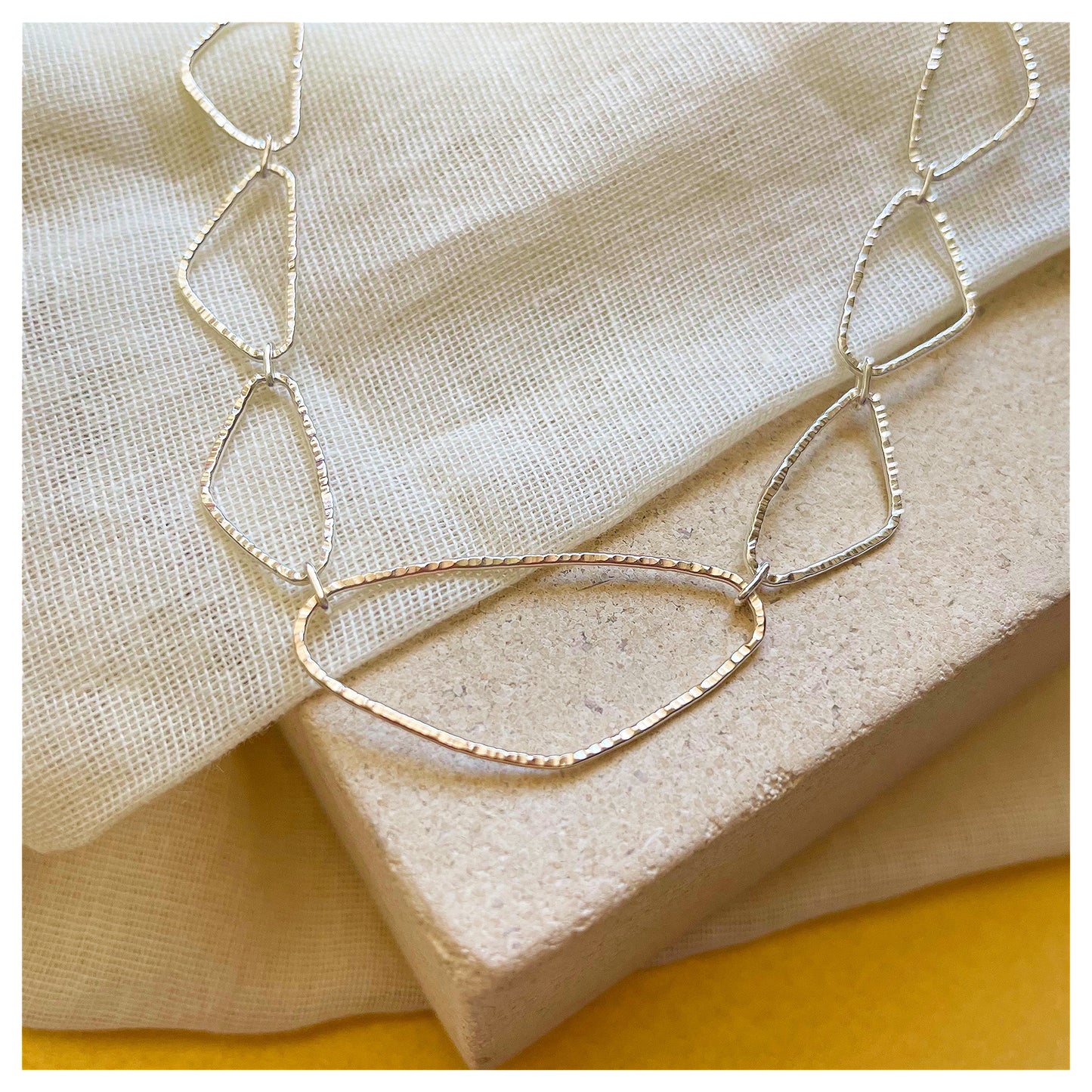 9ct Yellow Gold and Silver Organic Link Chain Necklace