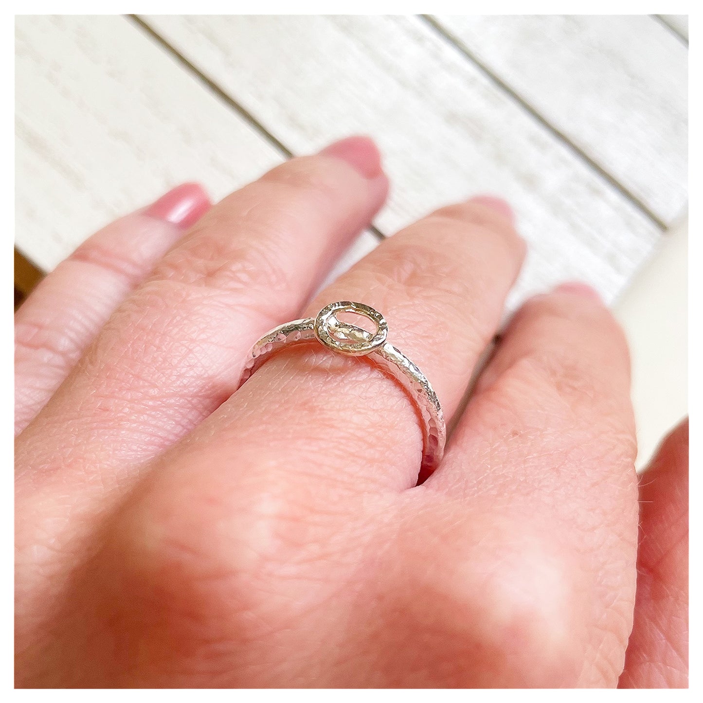 Sterling Silver Organic Ring With 9ct Yellow Gold Textured Halo.