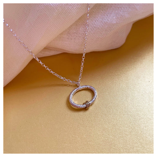 Sterling Silver and 9ct Yellow Detail Organic Pebble Necklace (2)