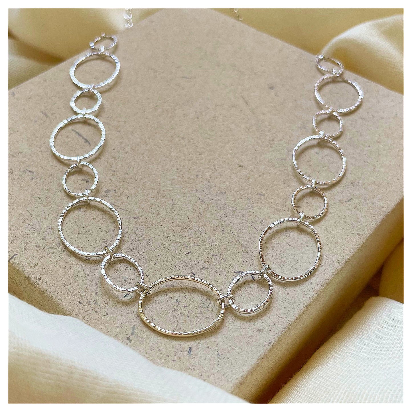 9ct Yellow Gold and Sterling Silver Oval Link Handmade Chain.