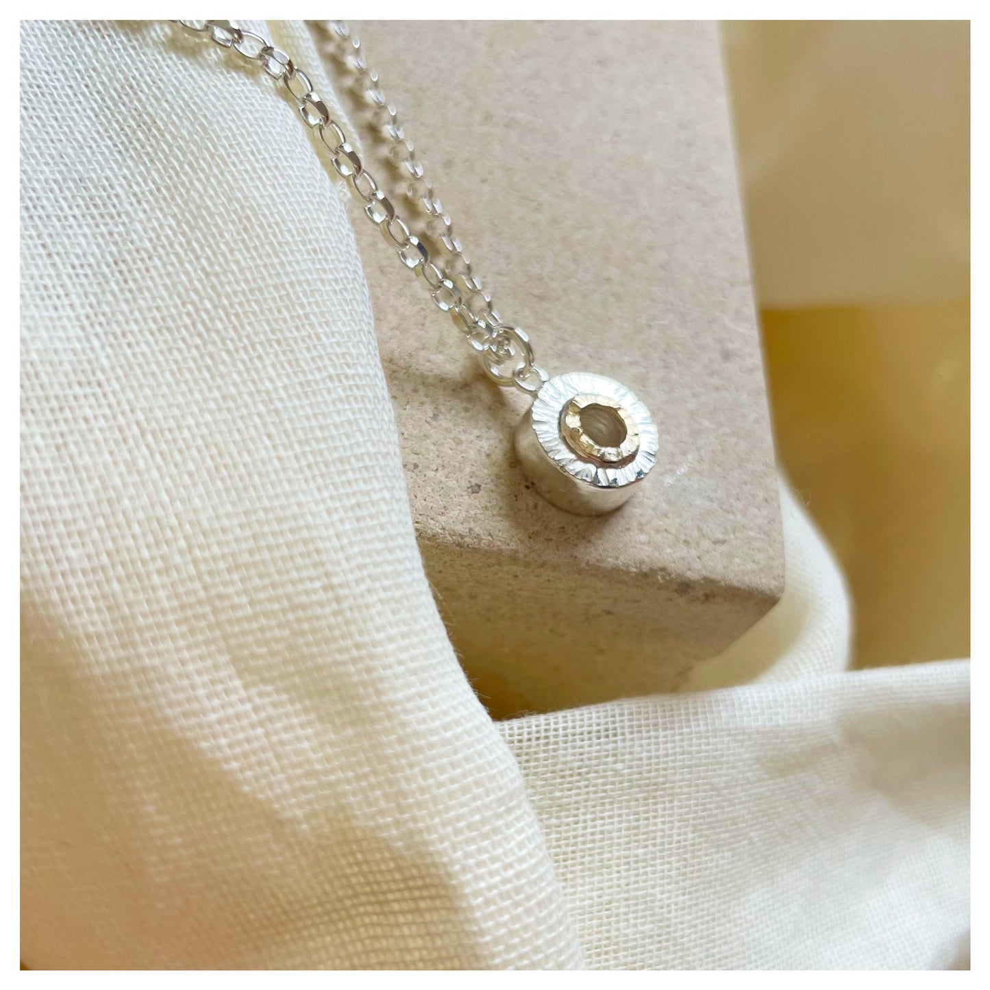 Sterling Silver and 9ct Yellow Gold Halo Large Donut Pendant