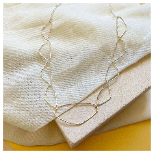 9ct Yellow Gold and Silver Organic Link Chain Necklace