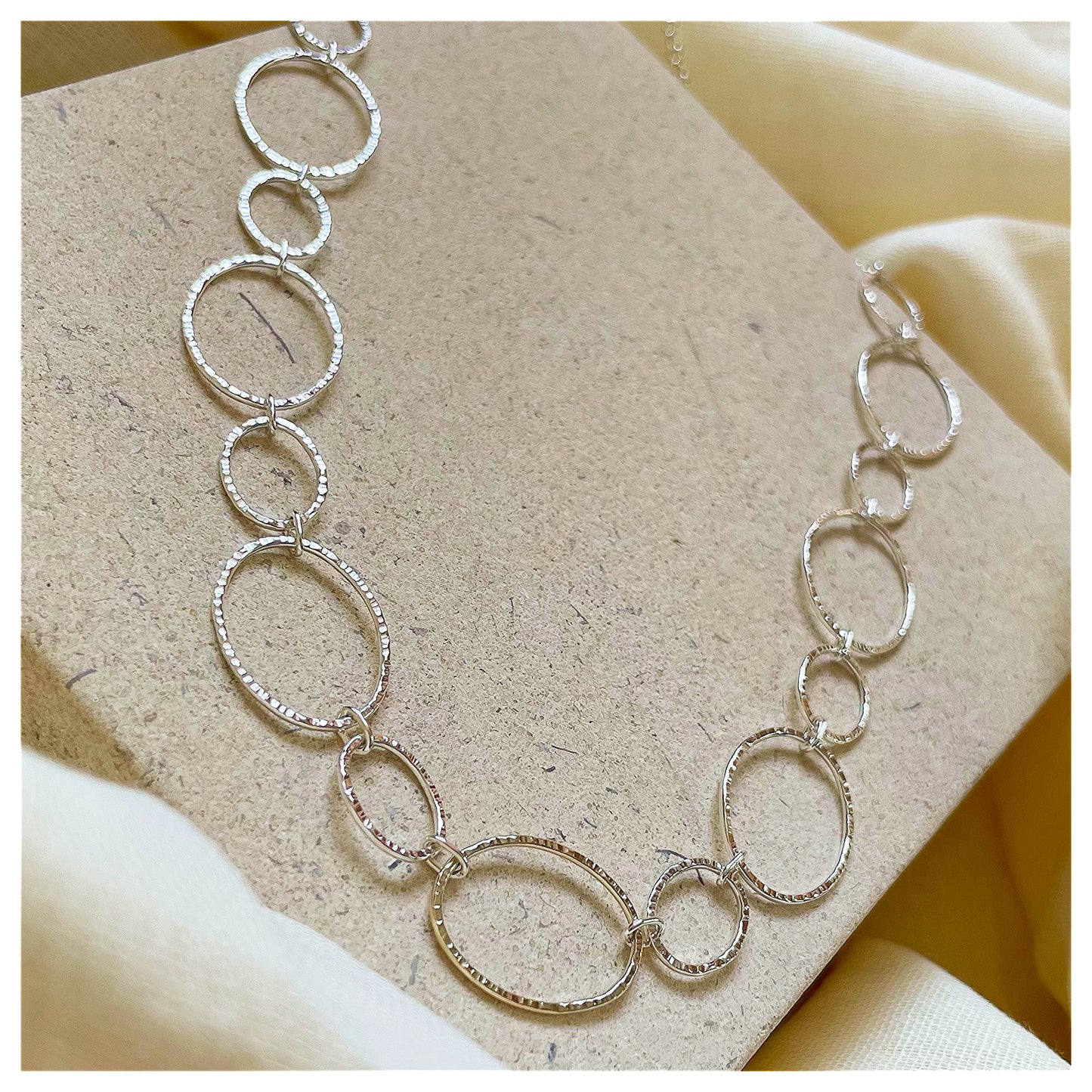 9ct Yellow Gold and Sterling Silver Oval Link Handmade Chain.