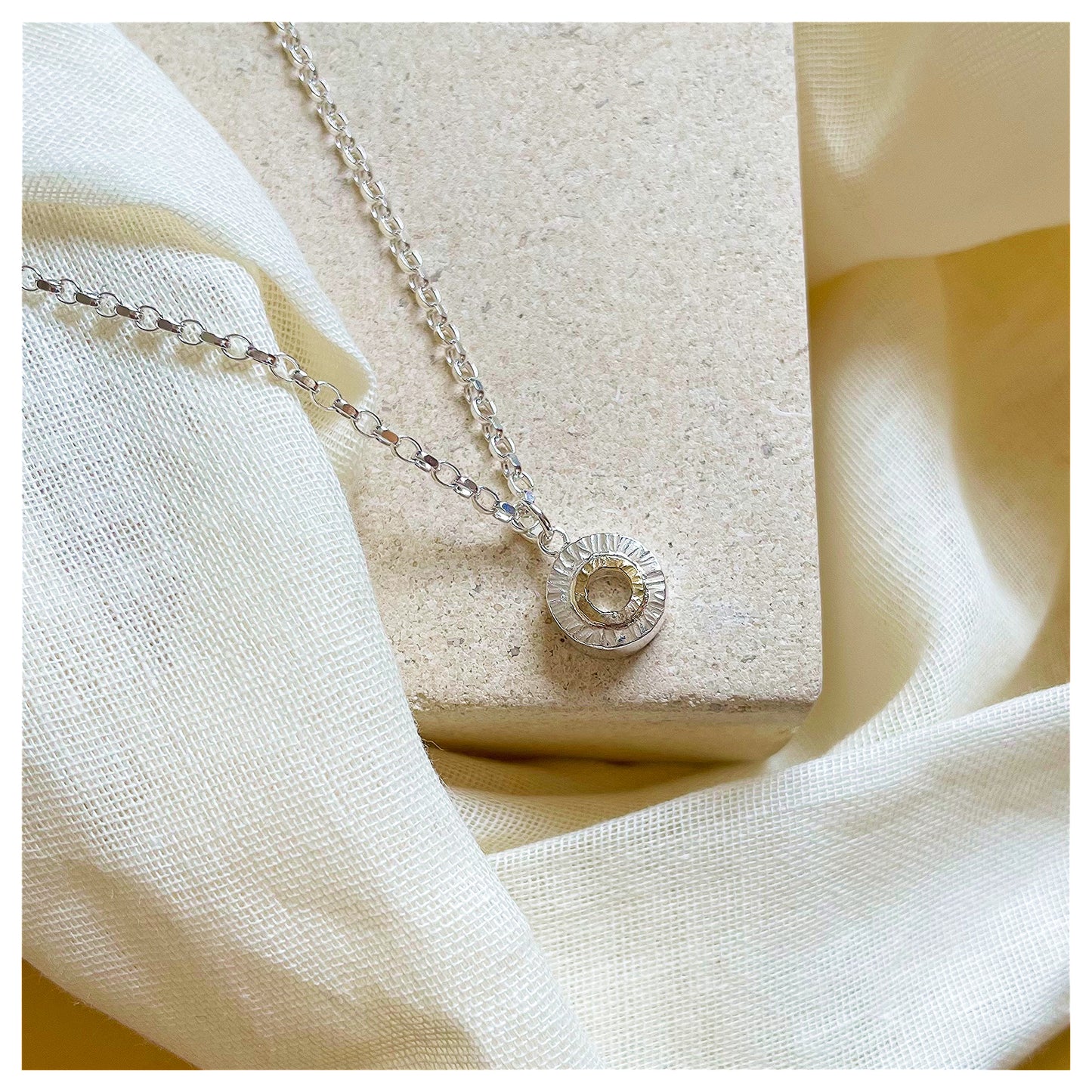 Sterling Silver and 9ct Yellow Gold Halo Large Donut Pendant