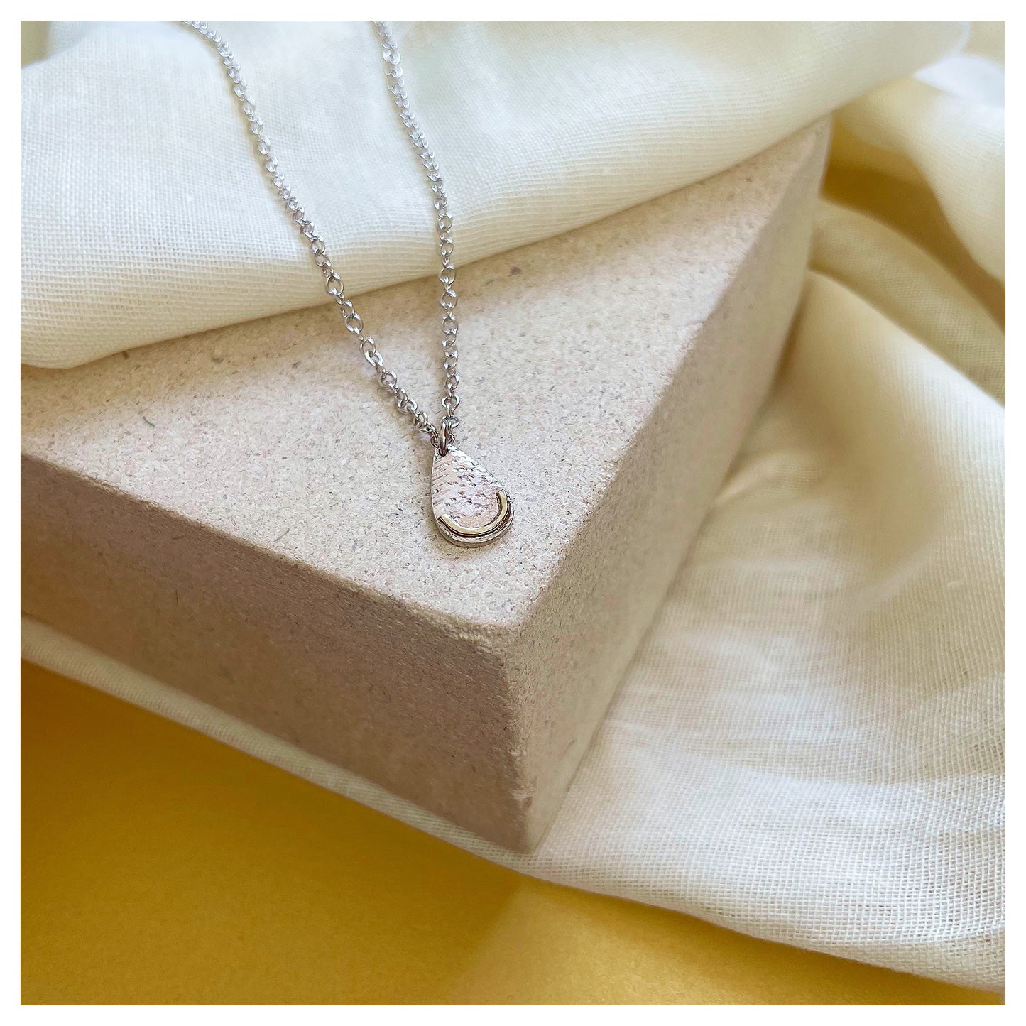 Sterling Silver and 9ct Yellow Gold Teardrop Pendant