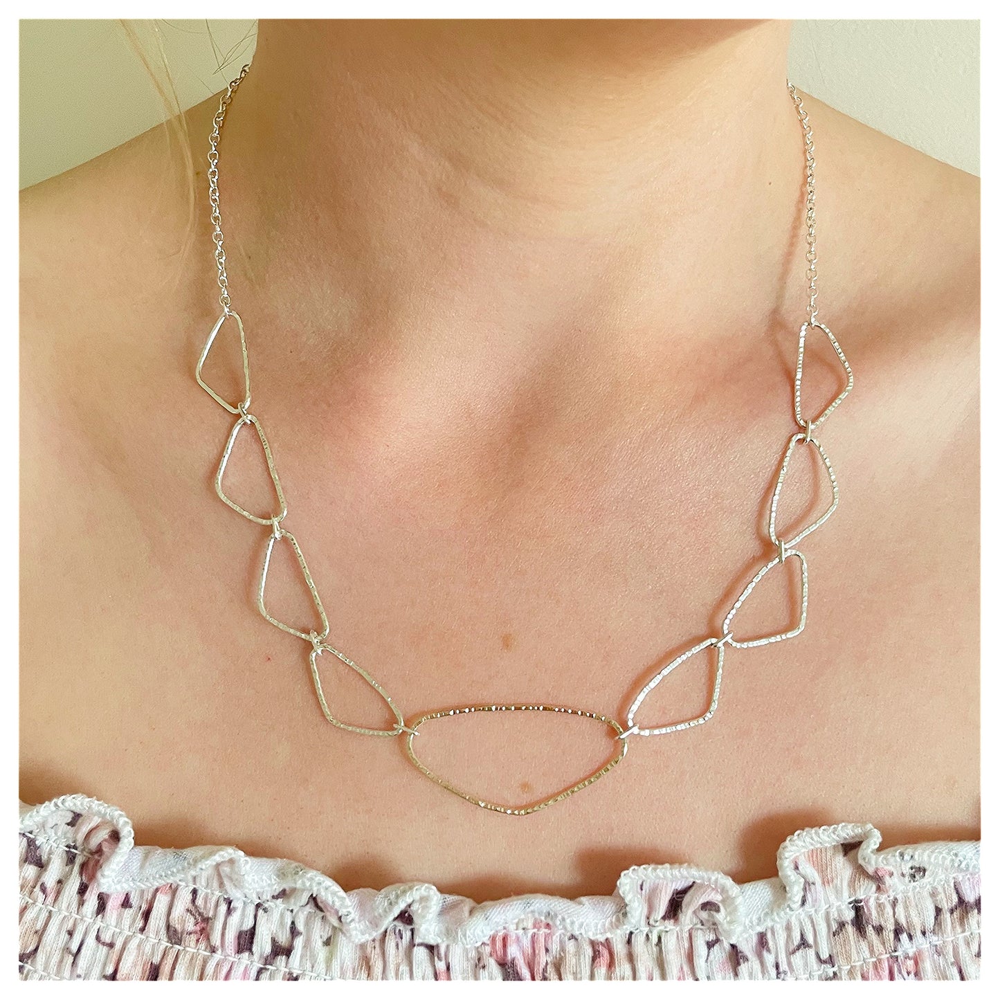 9ct Yellow Gold and Silver Organic Link Chain Necklace