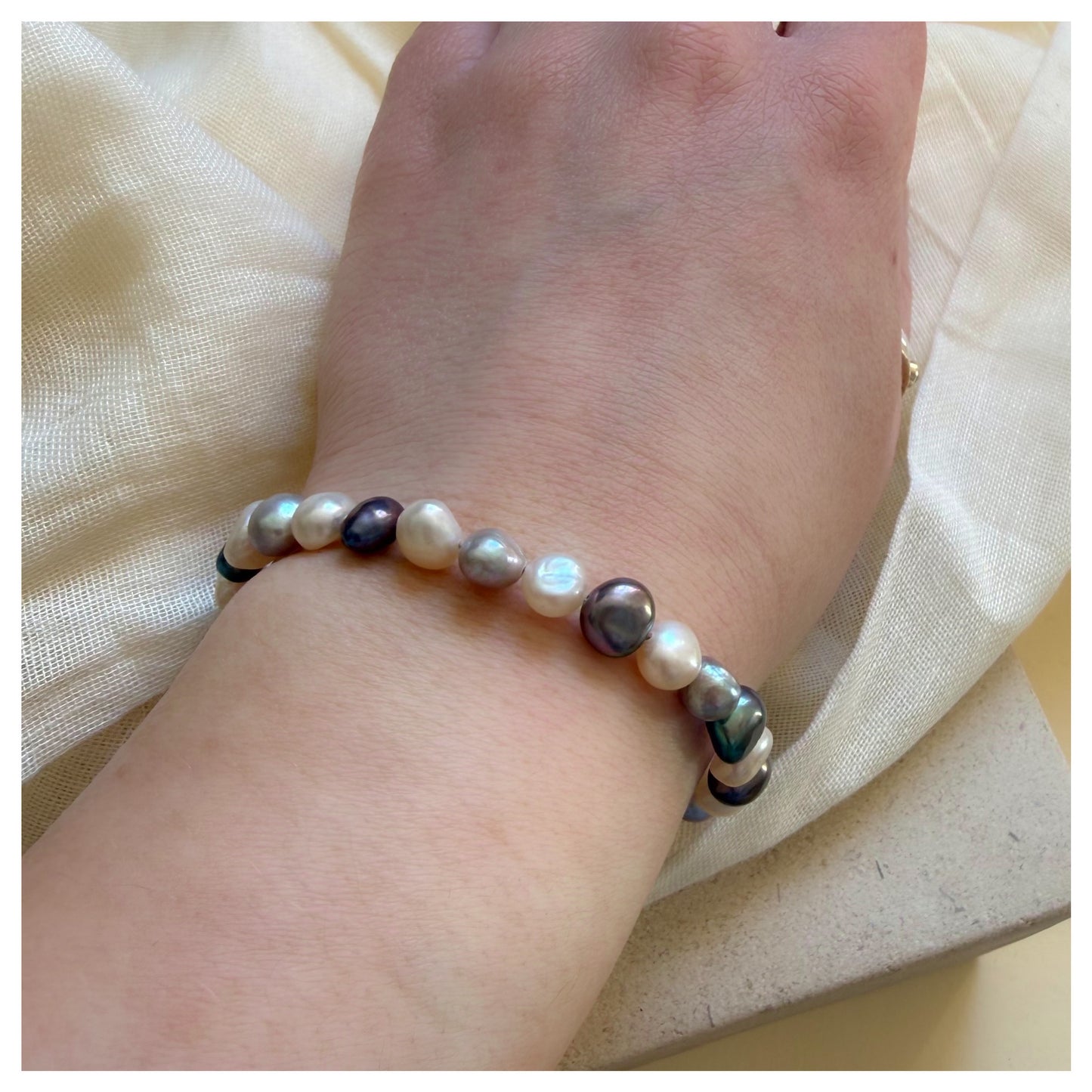 Sterling Silver Blue Tone Freshwater Pearl Bracelet