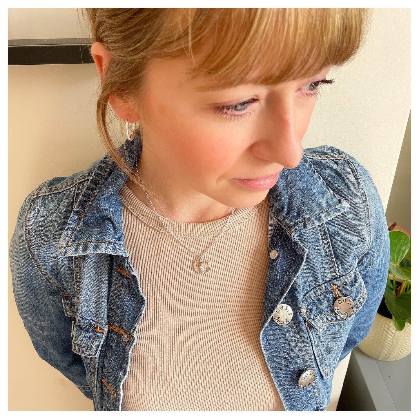 Mini 9ct Yellow Gold Hammered Circle and Sterling Silver Tassel Necklace